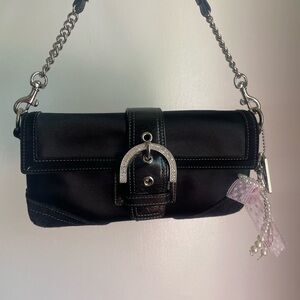 Vintage Authentic Coach Rare Black Mini Soho Baguette Shoulder Bag